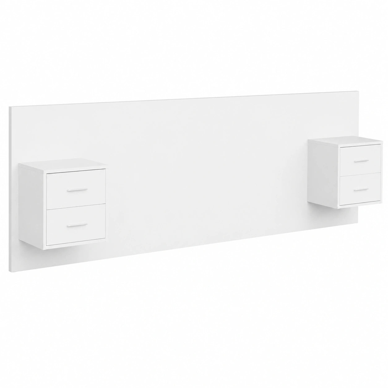 Cabecero de Cama Blanco con Mesitas de Noche de Madera Contrachapada