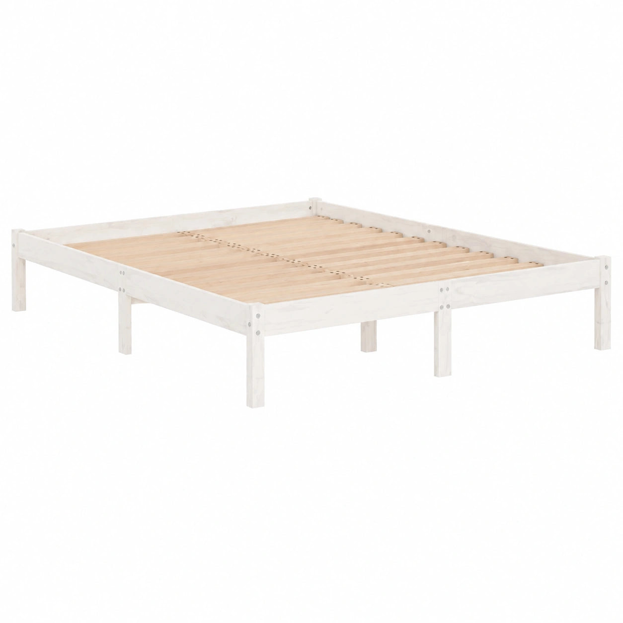 Estructura de cama de madera maciza de pino blanca 120x200 cm
