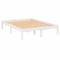 Cama de Madera Maciza de Pino Blanca 160x200 cm para Dormitorio