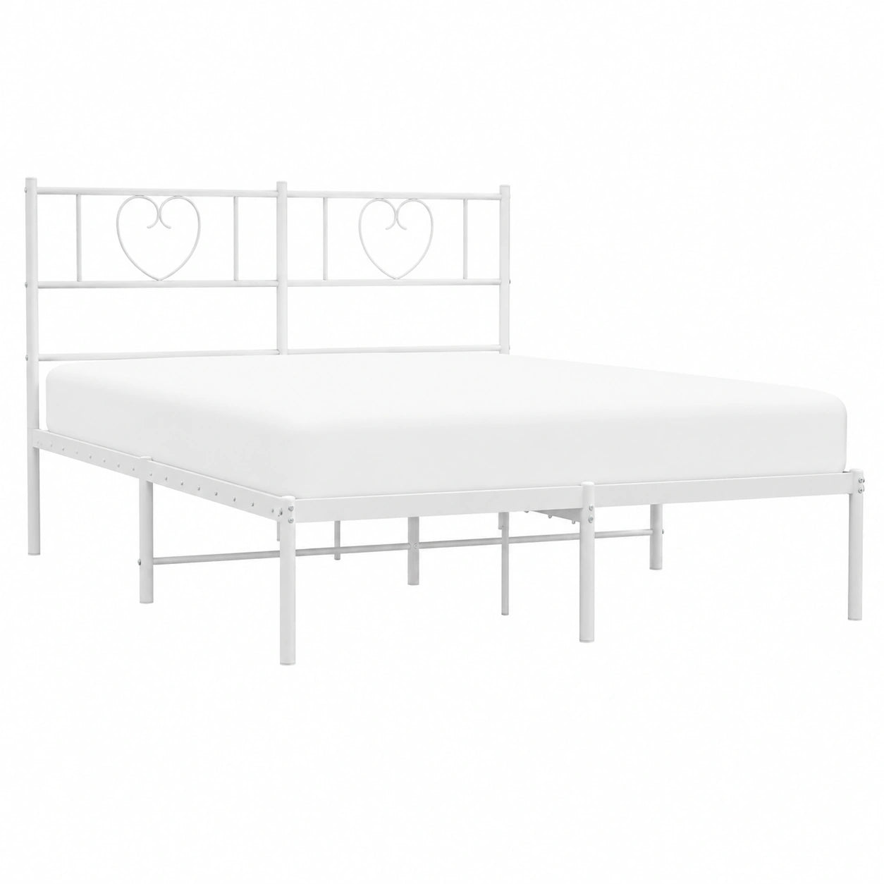 Cama Blanca de Metal con Cabecero 160x200 cm para Dormitorio