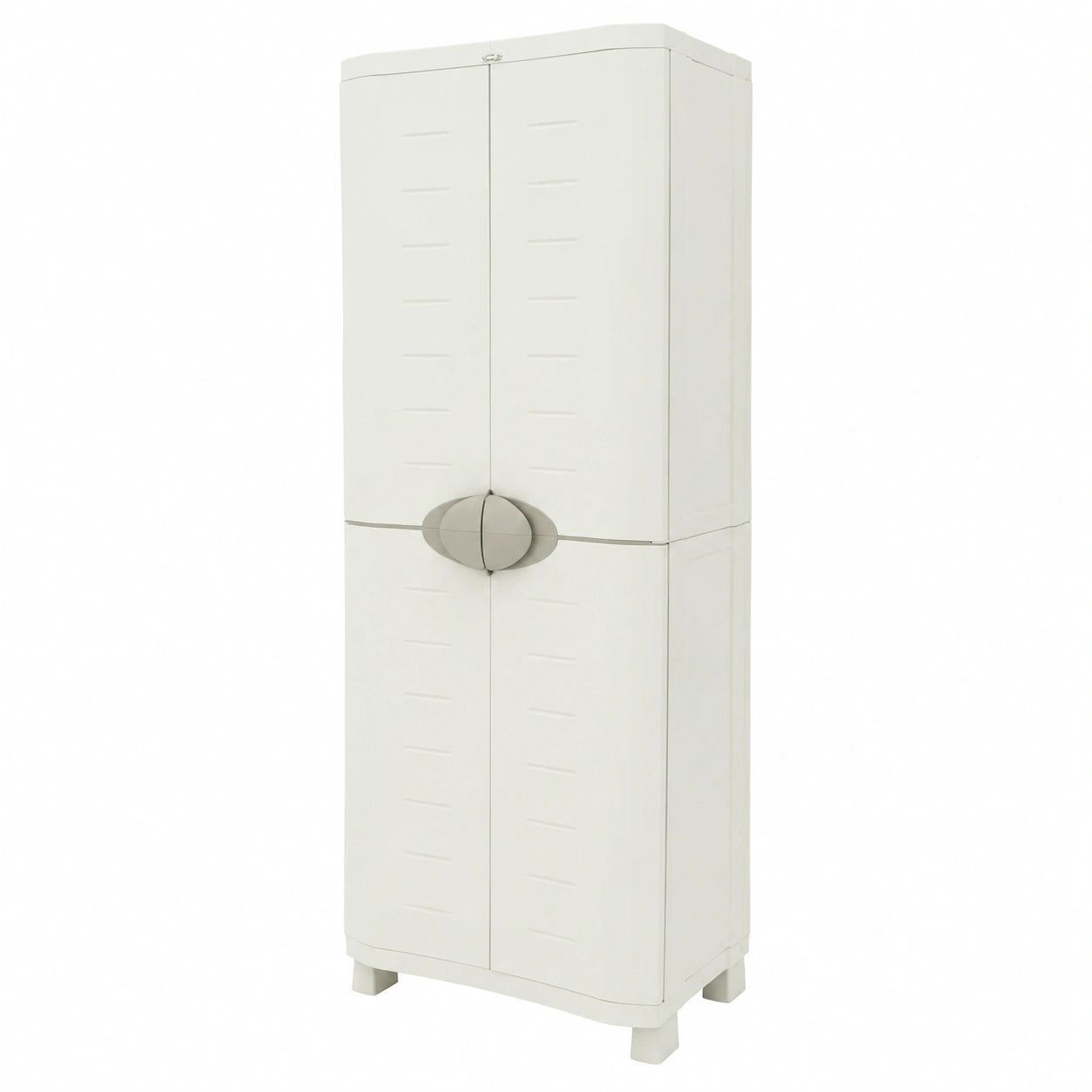 Armario de Plástico con 4 Estantes Ajustables y Puertas de Cristal