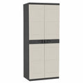 Armario Alto de Almacenamiento Plastiken Titanium Beige y Negro 70x44x176 cm para Interior y Exterior