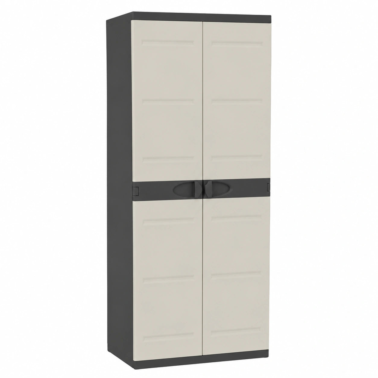 Armario Alto de Almacenamiento Plastiken Titanium Beige y Negro 70x44x176 cm para Interior y Exterior