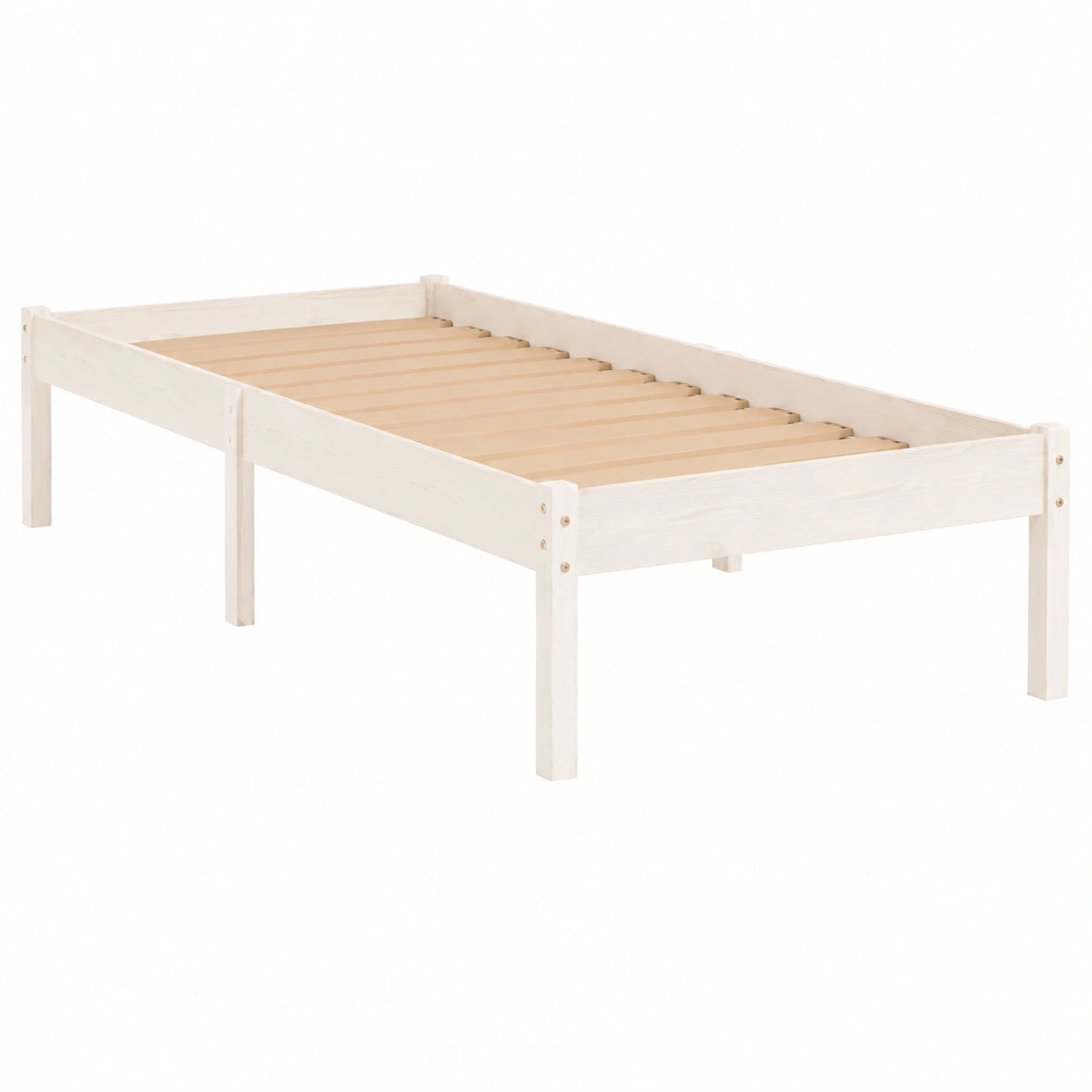 Cama de Madera Maciza de Pino Blanca 90x200 cm para Dormitorio