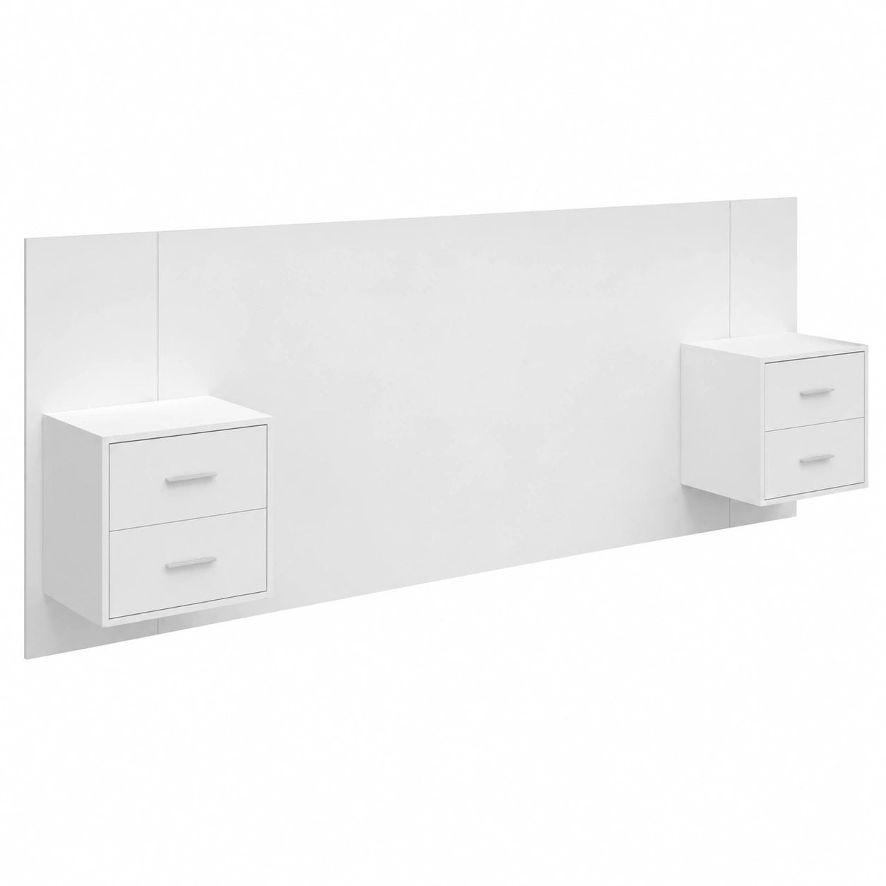 Cabecero de Cama Blanco de Madera con Mesitas