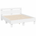 Cama Blanca con Cabecero de Madera 150x200 cm para Dormitorio