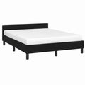 Cama Tapizada de Terciopelo Negro 140x190 cm con Cabecero