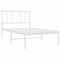 Cama Individual de Metal con Cabecero Blanco 90x200 cm, Muebles de Dormitorio