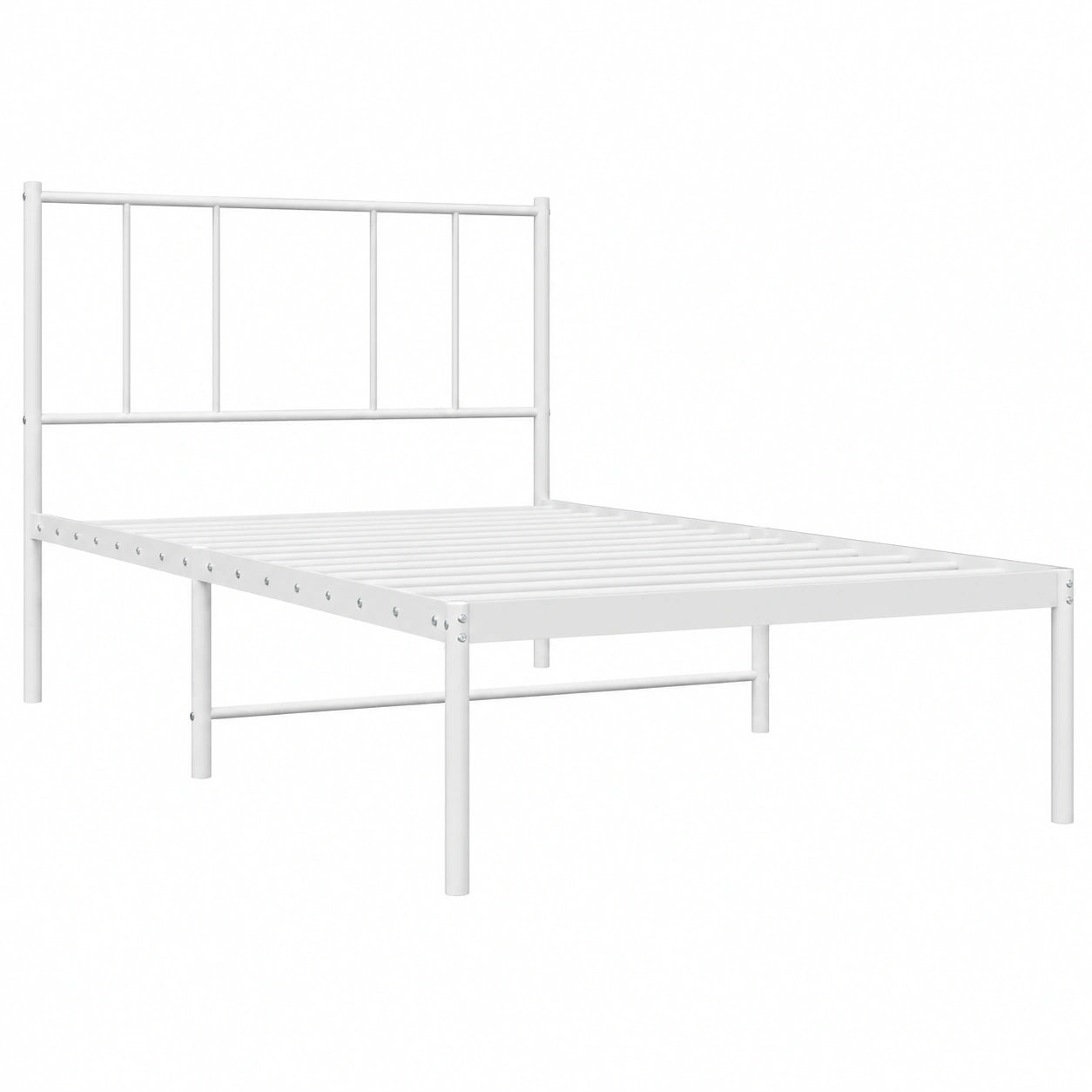Cama Individual de Metal con Cabecero Blanco 90x200 cm, Muebles de Dormitorio