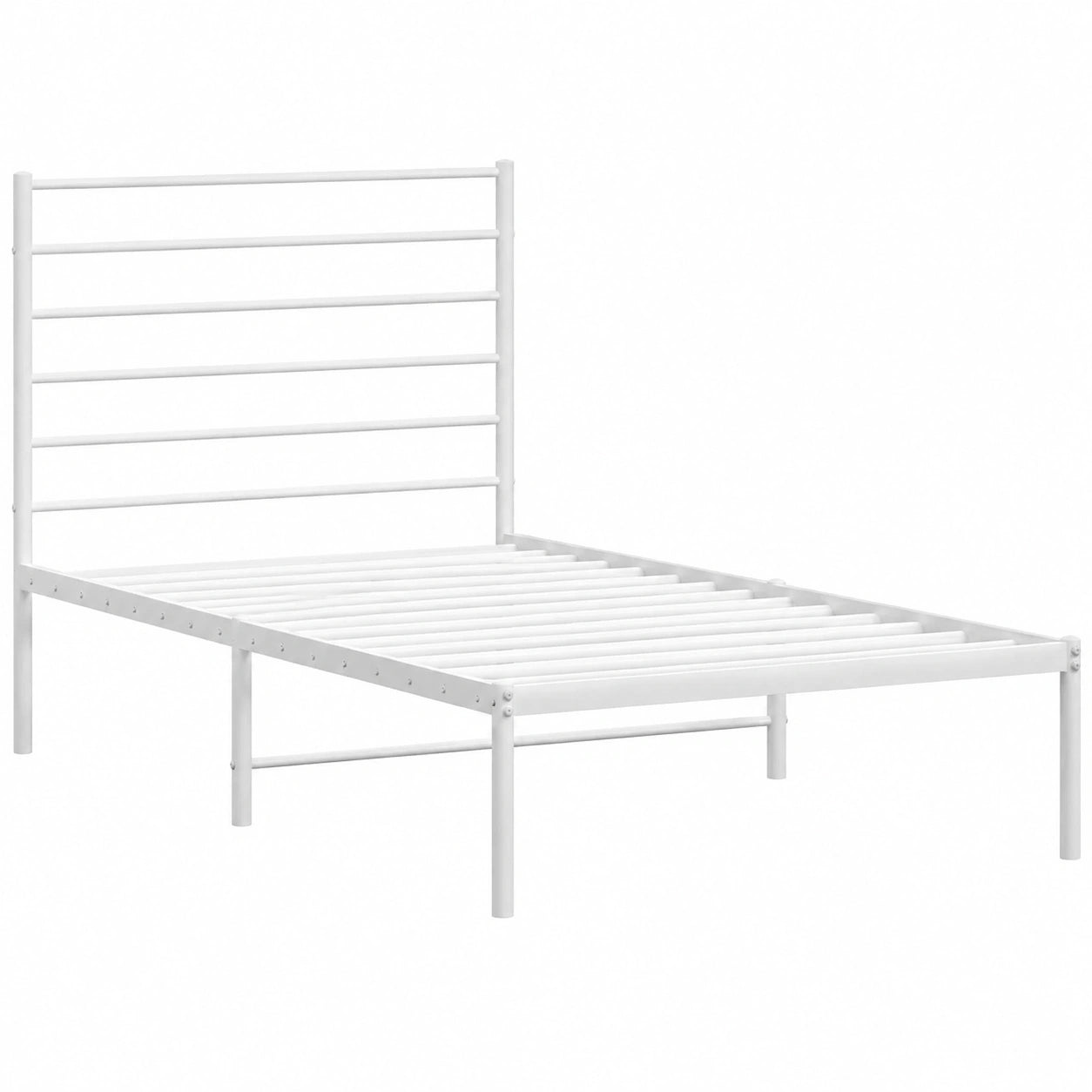Estructura de Cama Individual de Metal Blanca con Cabecero 80x200 cm