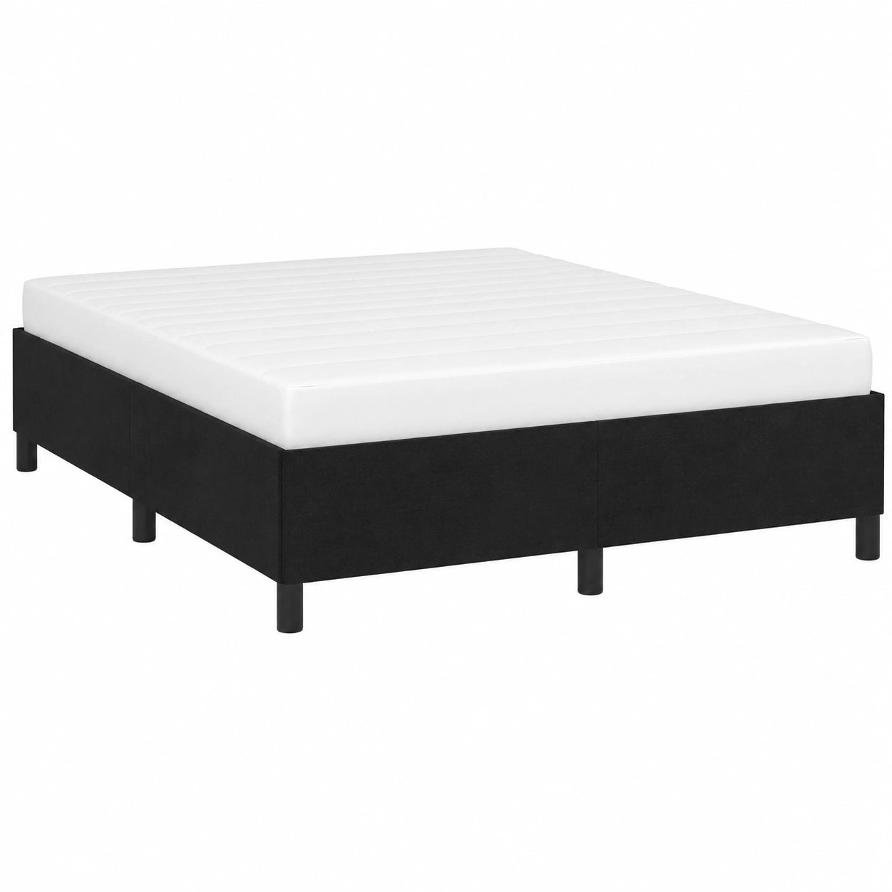 Cama Matrimonial Tapizada de Terciopelo Negro 140x190 cm para Dormitorio