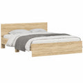 Cama Doble con Cabecero Roble Sonoma 150x200 cm para Dormitorio