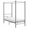 Estructura de Cama con Dosel de Metal Gris 90x200 cm para Dormitorio, Diseño Elegante con Revestimiento en Polvo