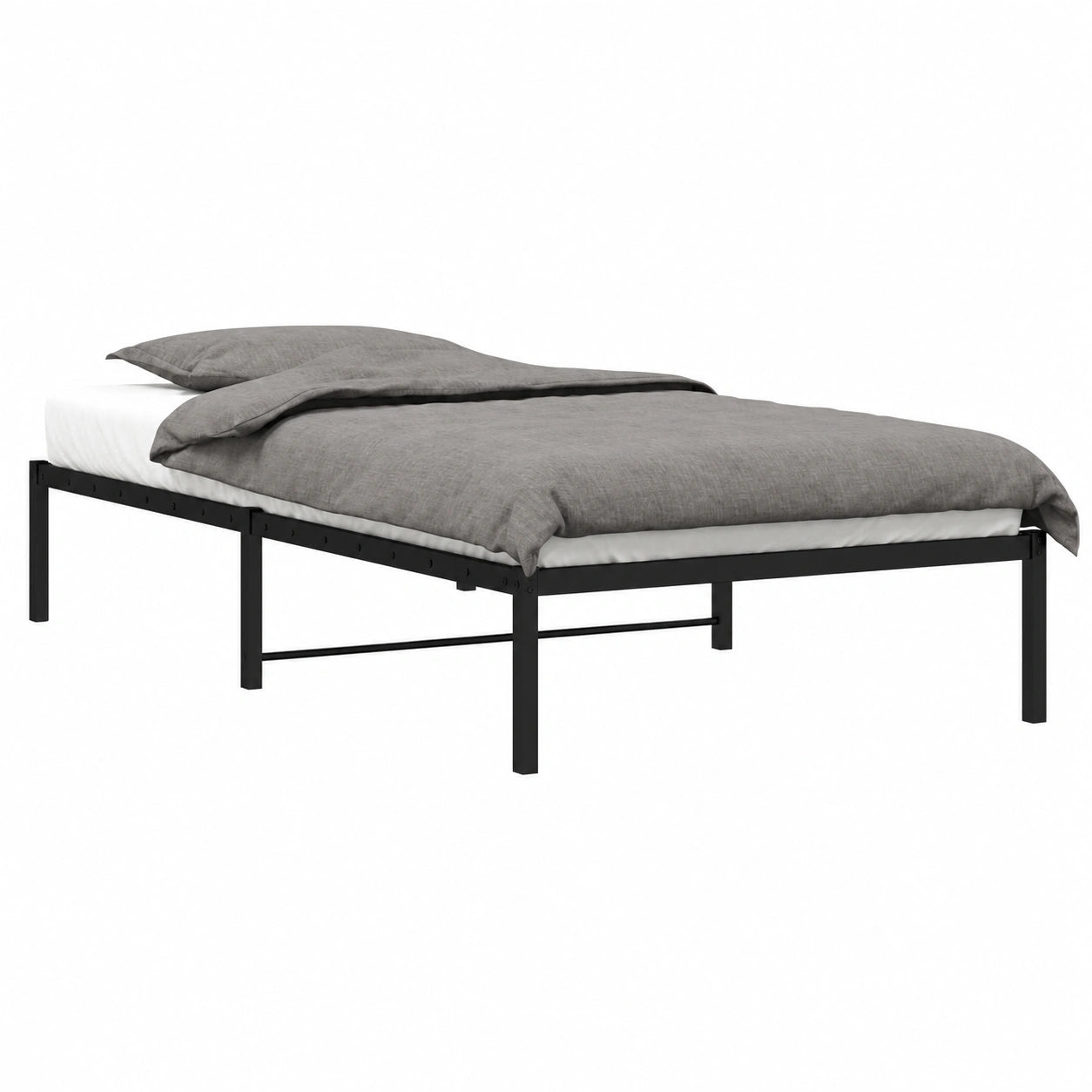Cama de Metal Negra con Almacenaje, 100x200 cm, Ideal para Invitados