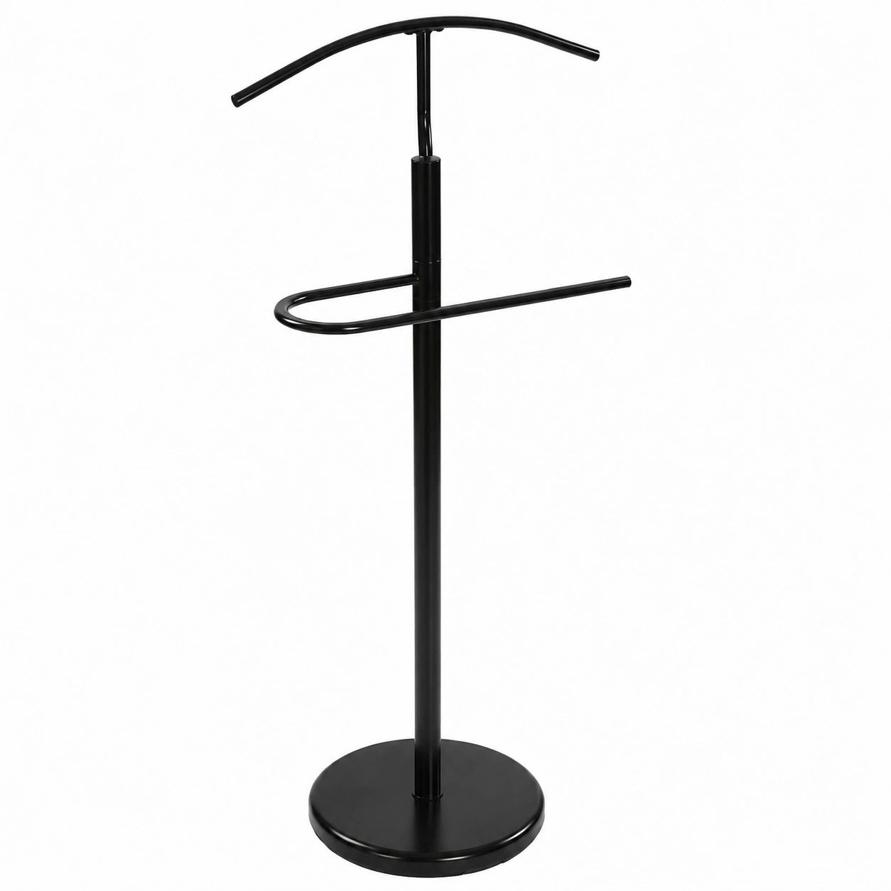 Perchero Moderno de Metal Negro con 2 Colgadores para Ropa, 112x37x45 cm