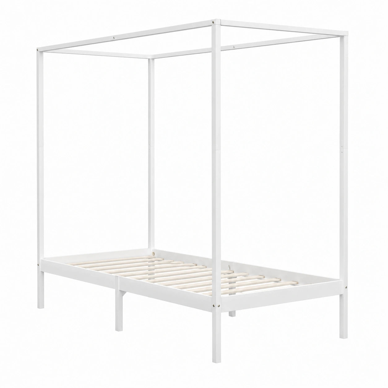 Cama Individual con Dosel de Madera de Pino Maciza Blanca 100x200 cm vidaXL