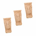 Conjunto de 3 Apliques de Madera Tallada para Muebles y Decoración