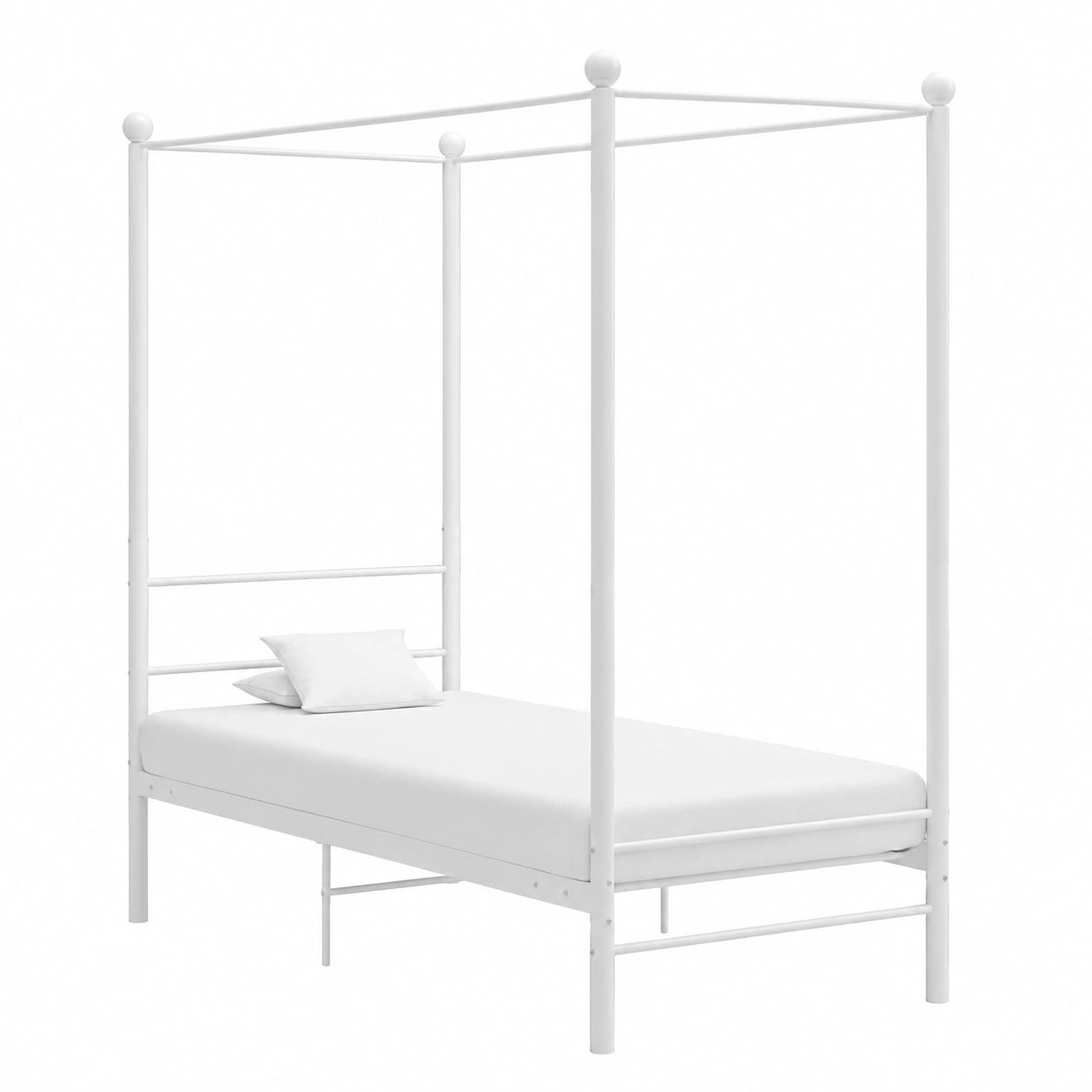 Cama Casa Individual de Metal con Dosel Blanca 100x200 cm