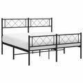 Cama de Metal Negro con Cabecero y Somier 135x190 cm para Dormitorio