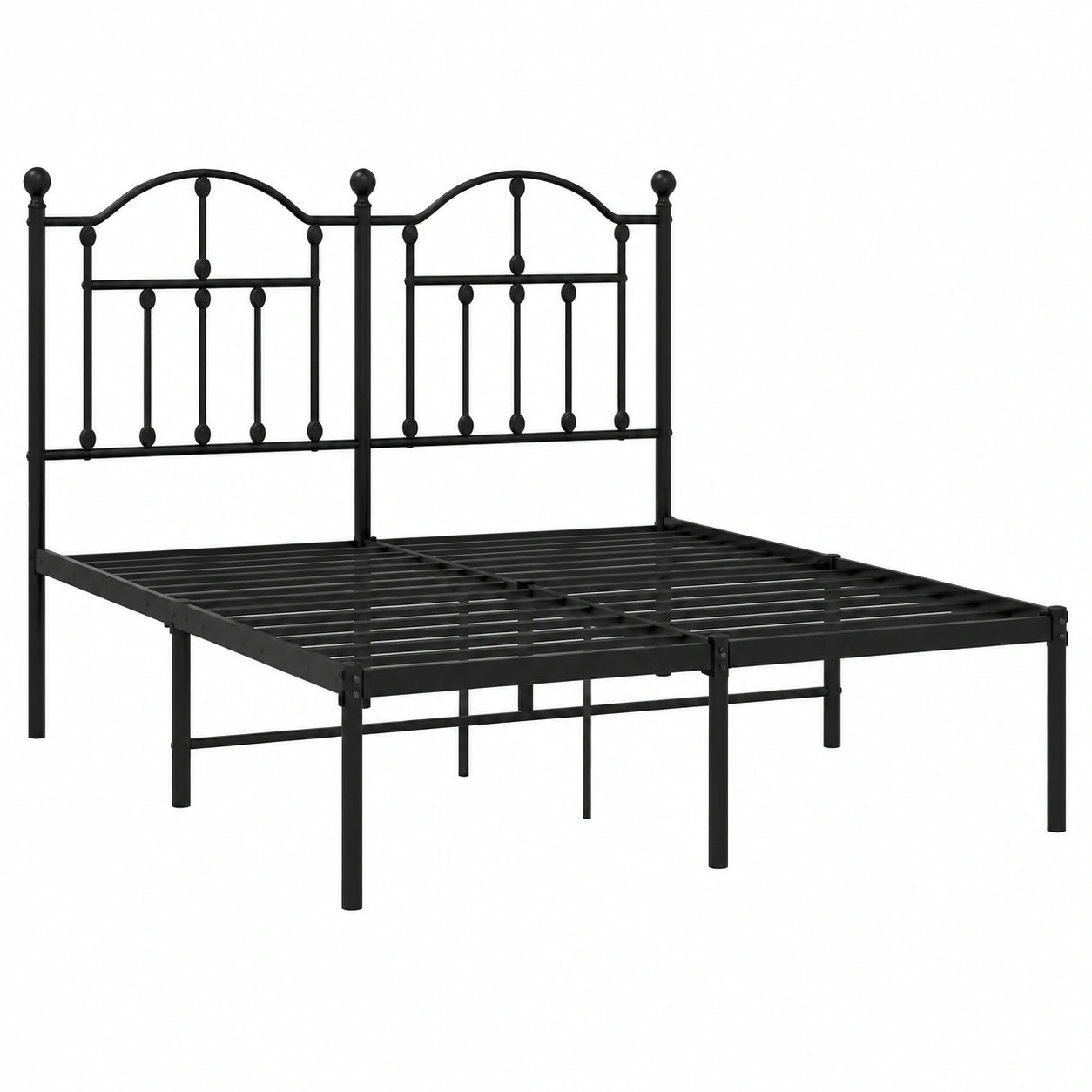 Cama de Metal Negro con Cabecero 120x200 cm para Dormitorio