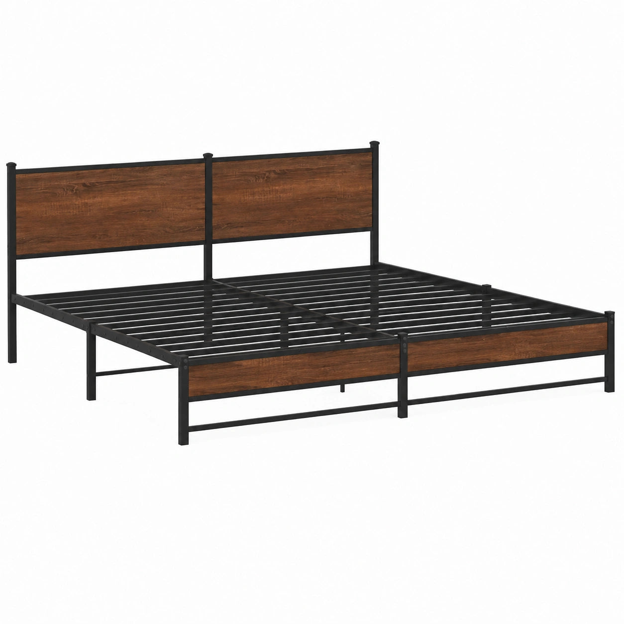 Cama de Metal con Cabecero, Roble Marrón, 193x203 cm