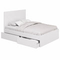 Cama Doble Omaha Blanca con Cabecera y Cajones, 140x190 cm