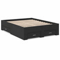 Cama Doble con Cajones de Almacenaje, Estructura de Madera Negra 135x190 cm