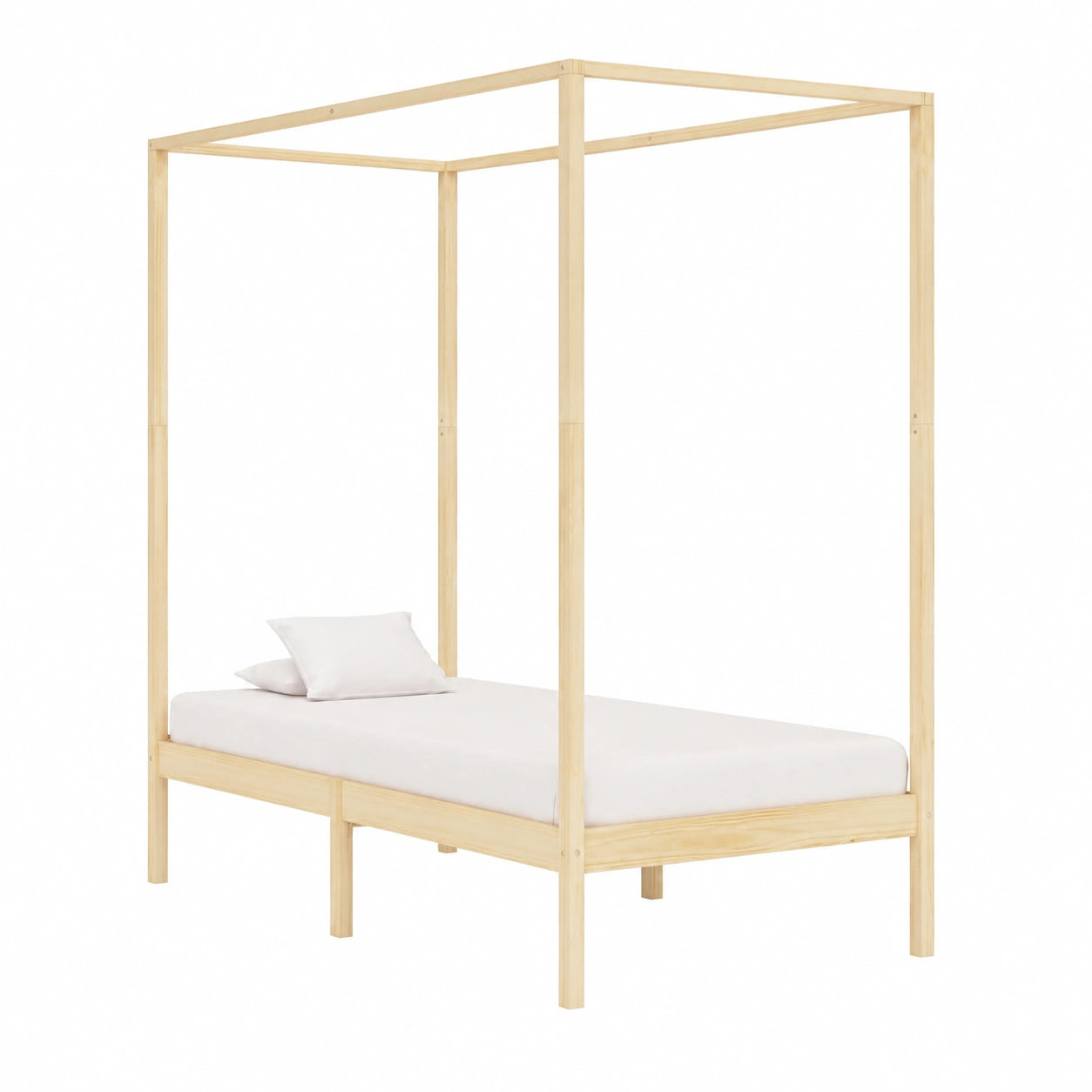 Cama con Dosel de Madera de Pino Maciza 100x200 cm para Dormitorio