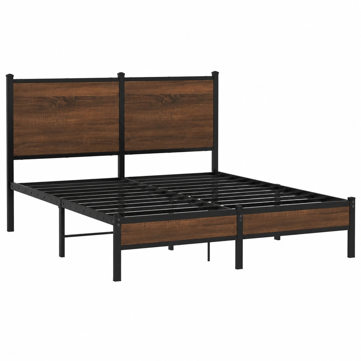 Cama de Metal con Cabecero de Roble Marrón 150x200 cm vidaXL