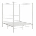Cama de Metal con Dosel para Dormitorio Matrimonial, Diseño Casa, Blanca 180x200 cm