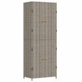 Armario Multiusos de Ratán PE Gris para Interior y Exterior 59x40x180 cm