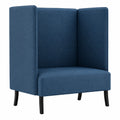 Sofá alto azul de 2 plazas, 109x56x121 cm, tela duradera con estructura de madera, ideal para sala y oficina