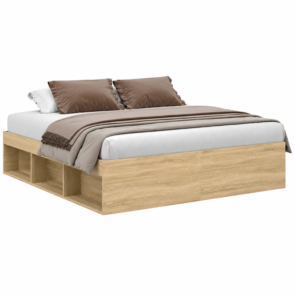 Cama con Almacenamiento de Roble Sonoma 200x200 cm para Invitados