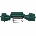 Conjunto de Sofás de Terciopelo Verde con Estructura Metálica, Cojines Cómodos