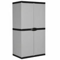 Armario Exterior de Jardín con Estantes Ajustables, 68x40x168 cm, Color Gris y Negro
