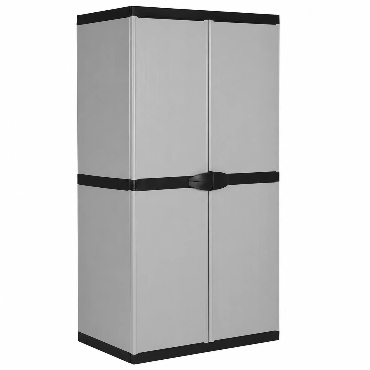 Armario Exterior de Jardín con Estantes Ajustables, 68x40x168 cm, Color Gris y Negro