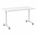 Mesa de Oficina Plegable y Móvil Spacio FlexiMove con Ruedas, Escritorio Abatible Profesional (Blanco 160x60cm)