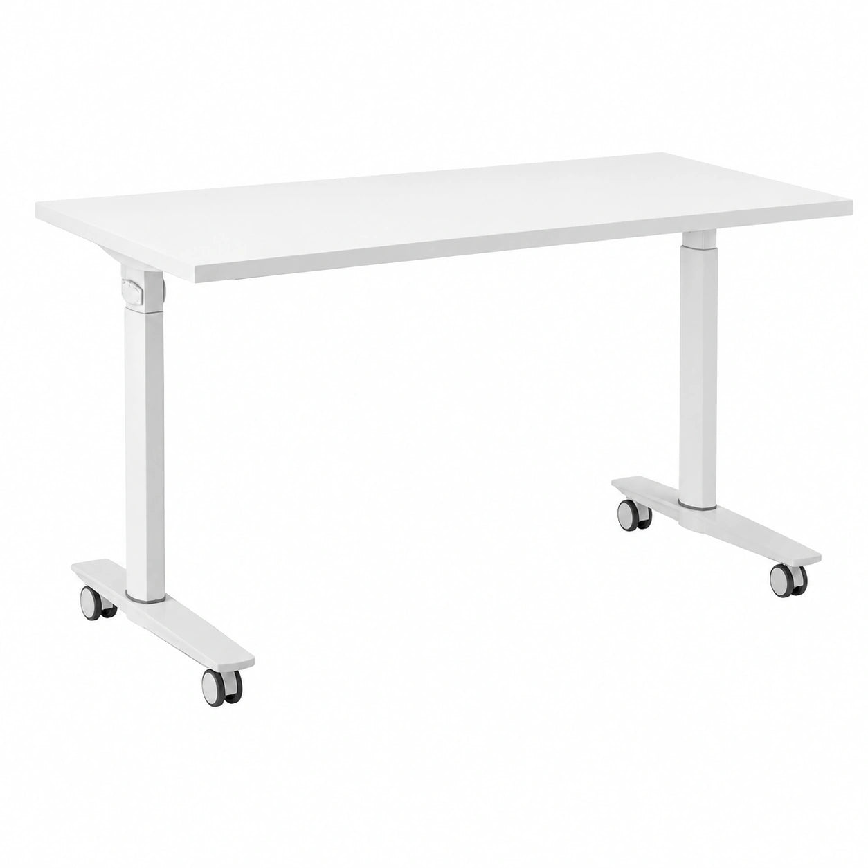 Mesa de Oficina Plegable y Móvil Spacio FlexiMove con Ruedas, Escritorio Abatible Profesional (Blanco 160x60cm)