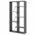 Estantería Moderna de Madera y Metal 84x25,5x154,5 cm, Color Gris y Negro para Hogar u Oficina