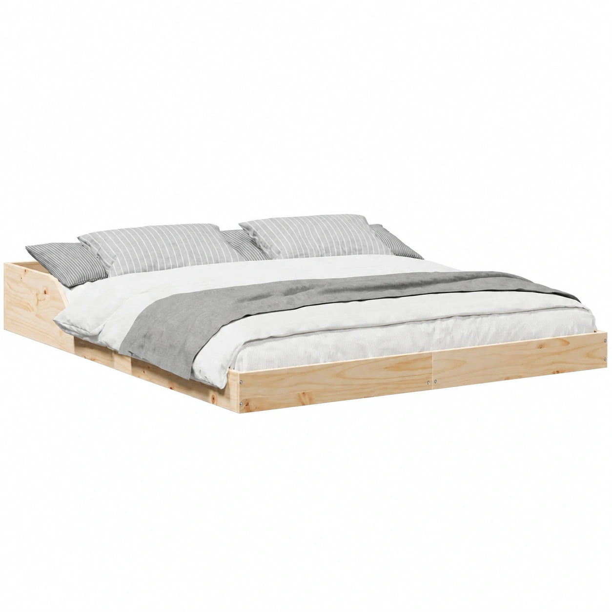 Cama de Madera Maciza de Pino 150x200 cm Marrón para Dormitorio, Diseño Rústico y Resistente