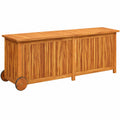 Caja de Almacenamiento para Jardín con Ruedas de Madera de Acacia, 150x50x58 cm