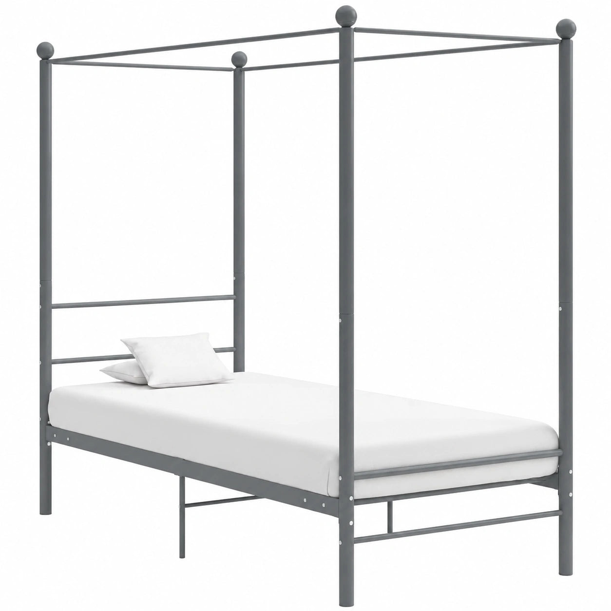 Cama con Dosel de Metal Gris 90x200 cm para Juvenil