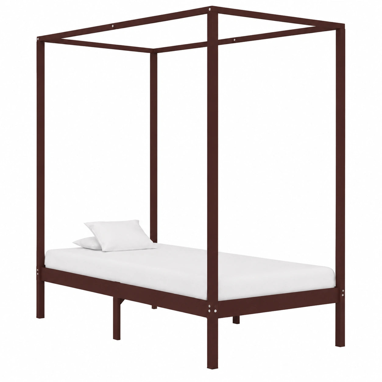 Dosel de Madera Maciza de Pino para Cama 100 x 200 cm Marrón Oscuro