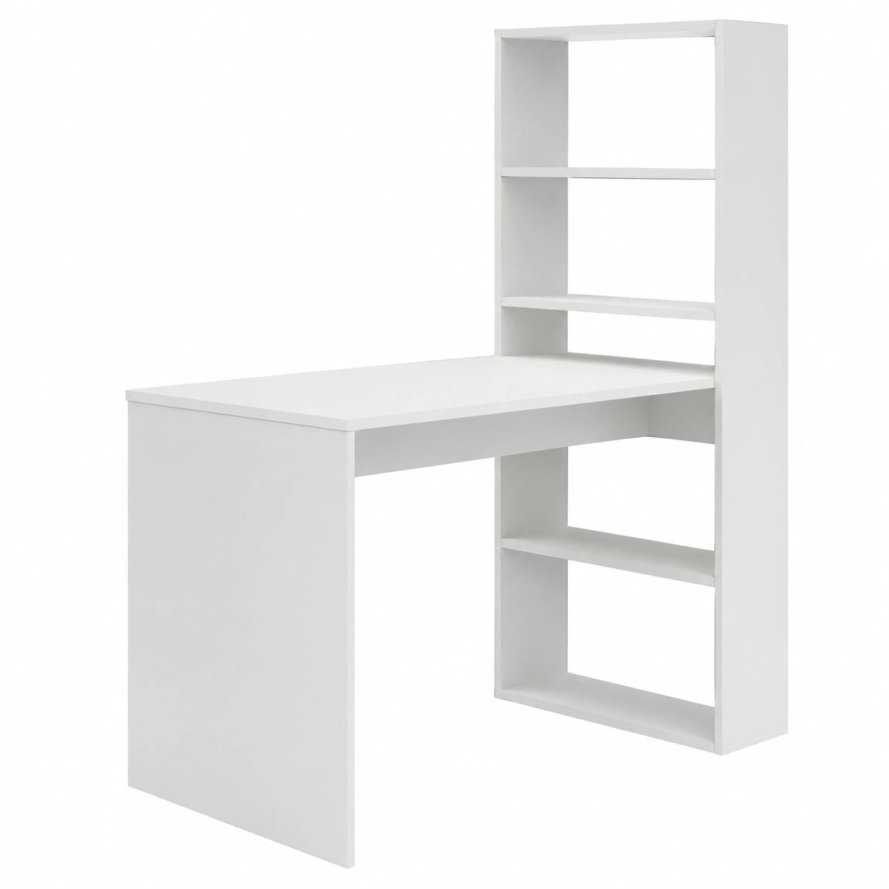 Mesa de Estudio Juvenil con Estantería Reversible, Color Blanco Artik, 120x53x144 cm